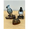 Image 1 : 3 Painted Wood Bird Décor Items as pictured (tallest approx: 4.5")