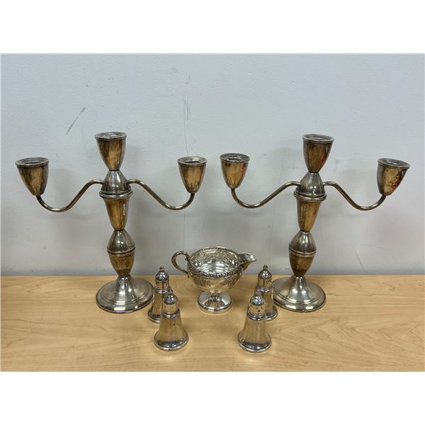 Sterling Silver Candle Holders / Shakers / Creamer Weighted (see pics