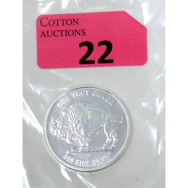 1 Oz .999  Silver Buffalo 2-Sided Art Round 