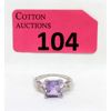 Image 1 : Amethyst & Diamond Sterling Silver Ring