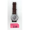 Image 2 : New Silver Tone Skeleton Watch - Brown Straps