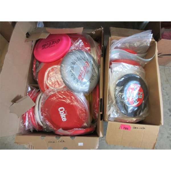 2 Boxes of Frisbees with Coca-Cola Logos
