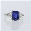 Image 1 : 3.29ct Royal Blue Sapphire Platinum Ring