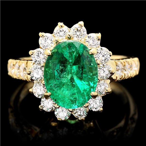14k Gold 2.65ct Emerald 1.10ct Diamond Ring
