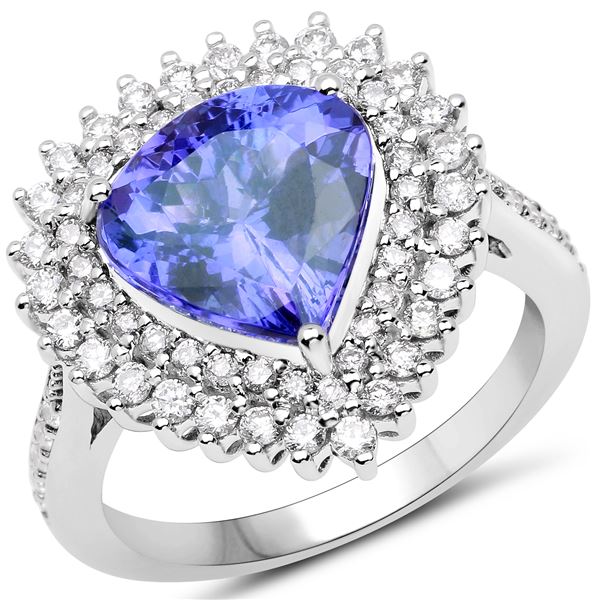 3.86ct Tanzanite 14K White Gold Ring