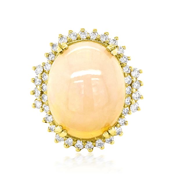 20.6ct Natural OPAL 14K Yellow Gold 14.7gm Ring