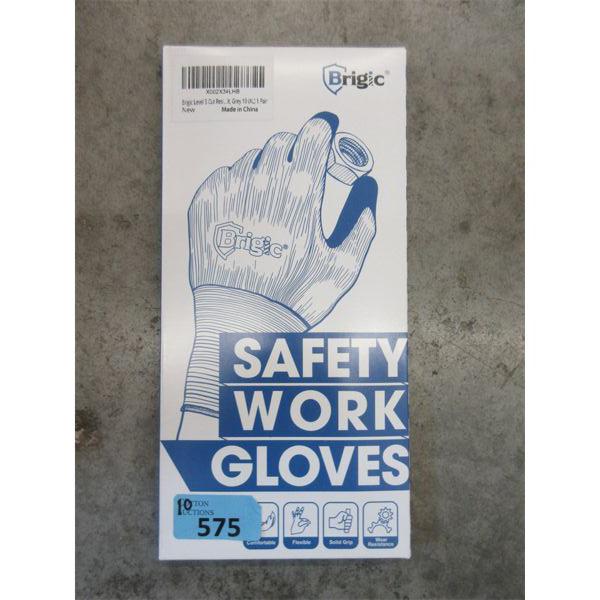 10 New Pairs of XXL Brigic Work Gloves- Rubber Palm