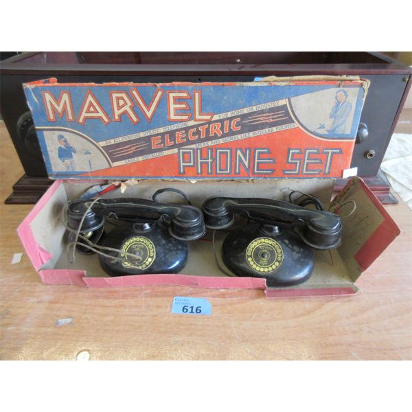 Vintage Marvel Toy Electric Phone Set in Box