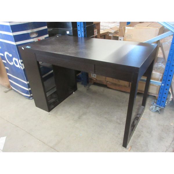 Brown Desk with Built in Side Shelves