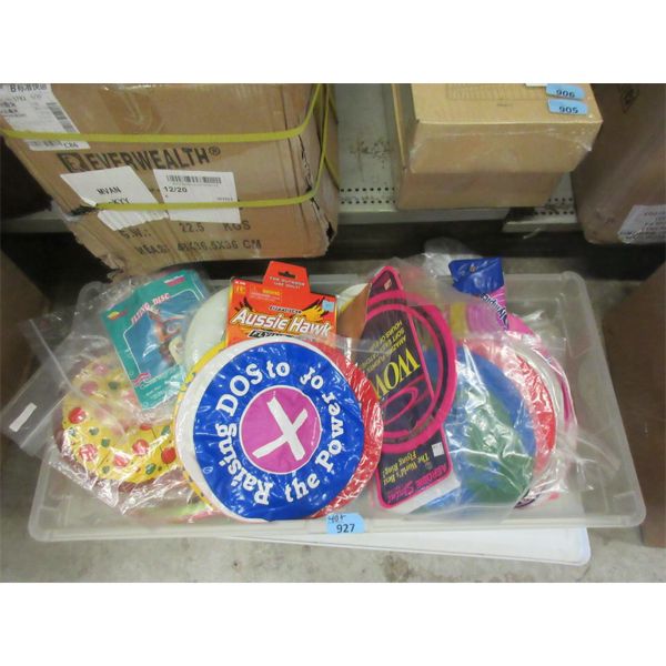 Tote of 40+ Assorted Flying Disks with Logos 