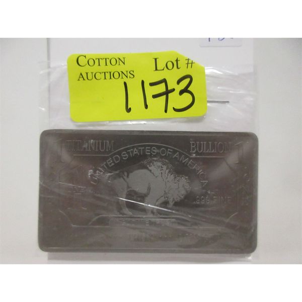 1 Oz .999 Fine Titanium Buffalo Bar