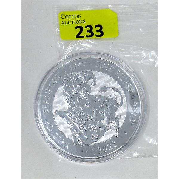 10 Oz .9999 Silver 2023 Yale of Beaufort Coin 