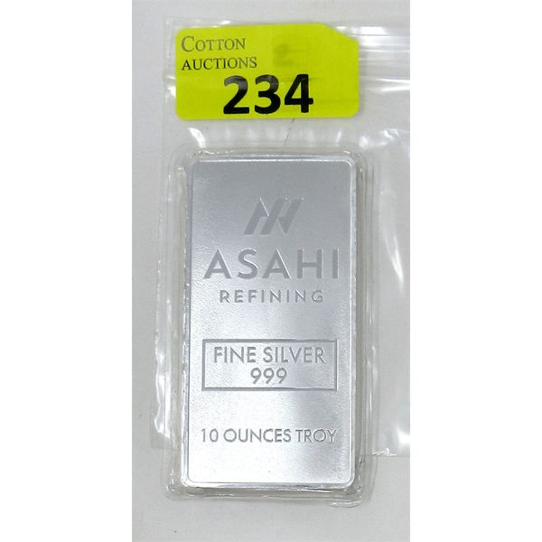 10 Oz .999 Silver Asahi Refining Bar 
