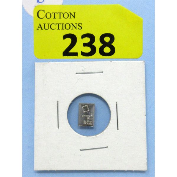 1 Gram .9995 Fine Platinum Valcambi Suisse Bar 