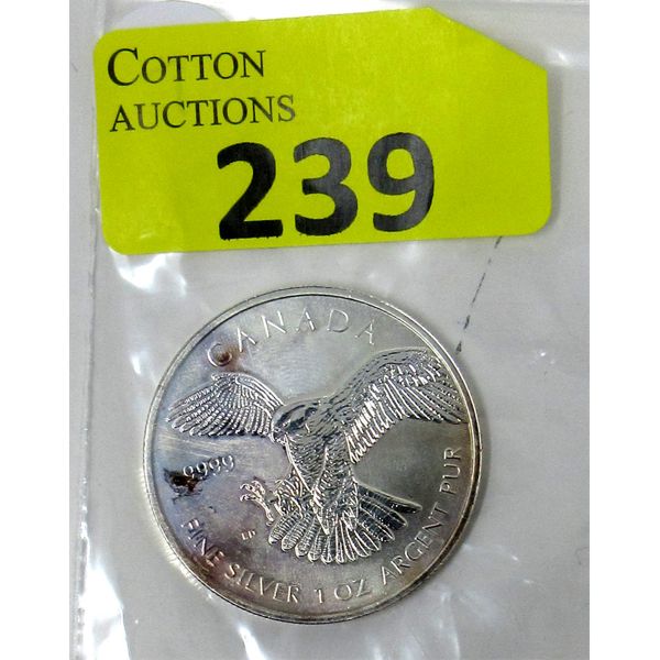 1 Oz .9999 Silver 2014 Red Tailed Hawk Coin 
