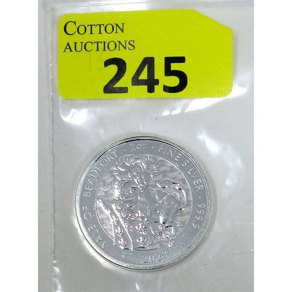 2 Oz .9999 Silver 2023 Yale of Beaufort Coin