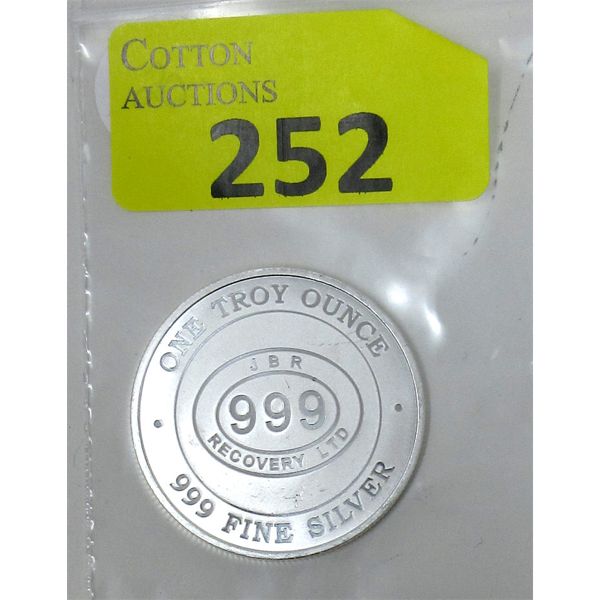 1 Oz .999  Silver JBR Ethically Sourced Round 