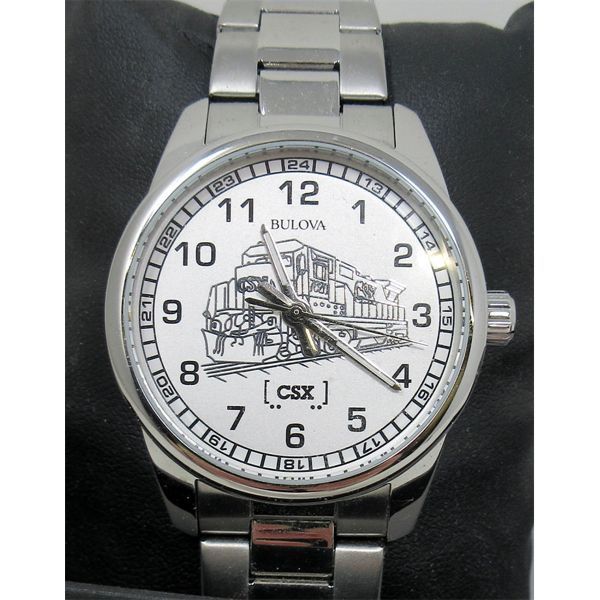BNIB Mans Bulova CSX Locomotive Train Watch 