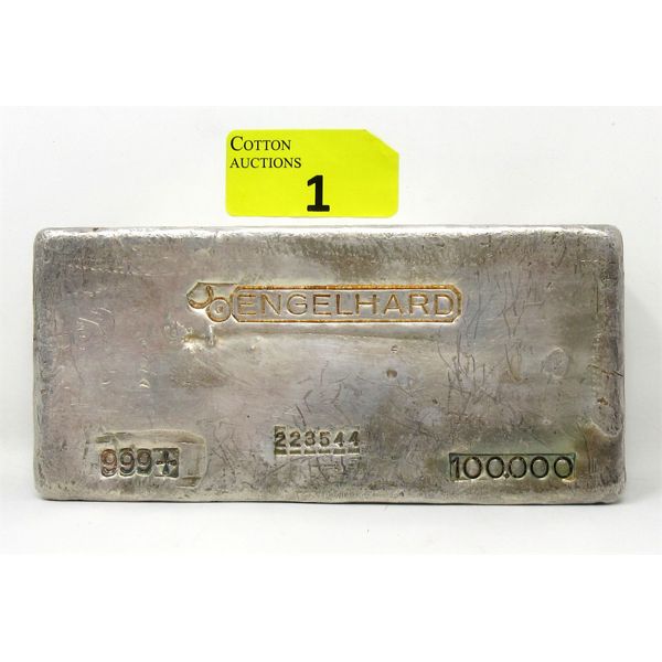 100 Oz .999+  Silver Engelhard Bar with Special Bullhorn Privy 