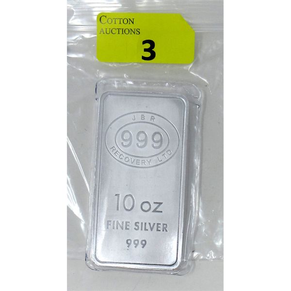 10 Oz .999 Silver JBR Ethically Sourced Bar