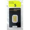 Image 1 : 5 Gram .9999 Fine Gold Argor-Heraeus Certified Bar 