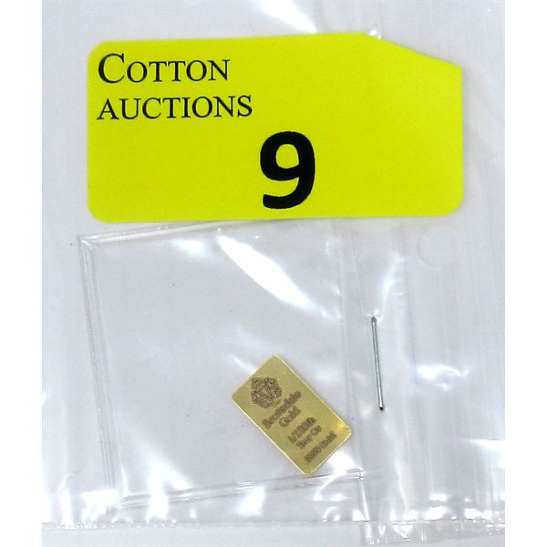 1/100 Oz .9999 Fine Gold Scottsdale Lion Bar 