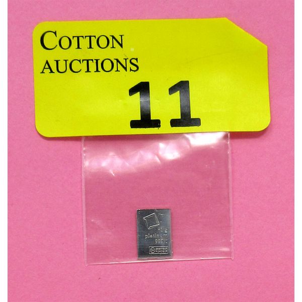 1 Gram .9995 Fine Platinum Valcambi Suisse Bar