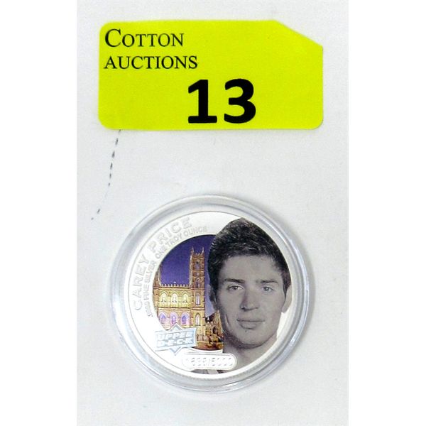 1 Oz .9999 Silver Colourized 2017 Carey Price NHL Coin