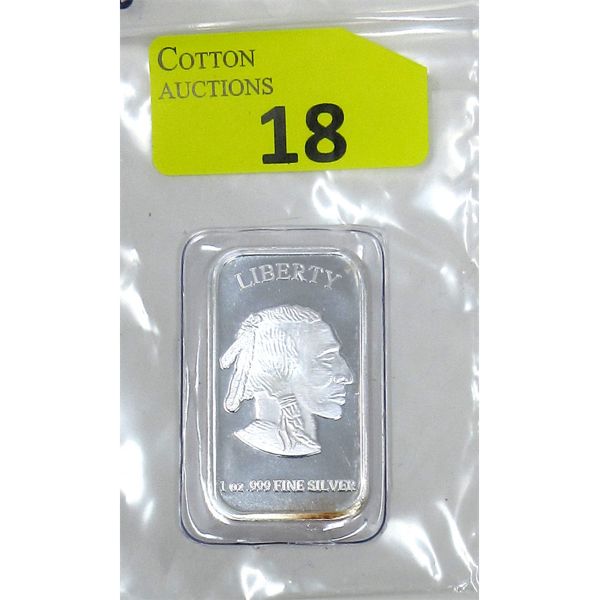 1 Oz .999 Silver Buffalo 2-Sided Bar 