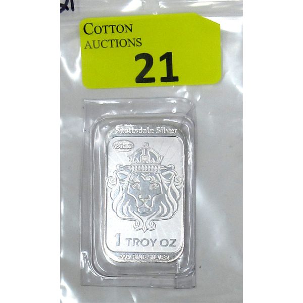 1 Oz .999  Silver 2013 Scottsdale Legal Tender Bar 