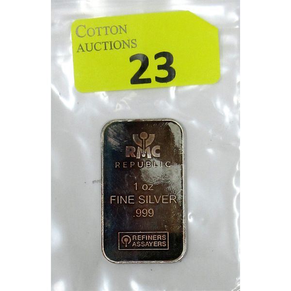 1 Oz .999 Silver RMC Republic Bar