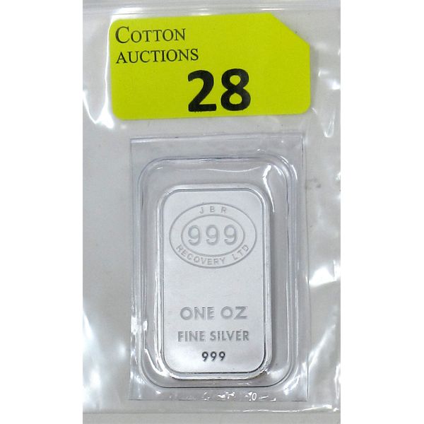 1 Oz .999 Silver JBR Ethically Sourced Bar 