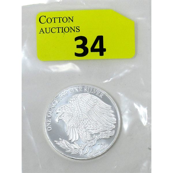 1 Oz .999 Silver Saint Gaudens Round 
