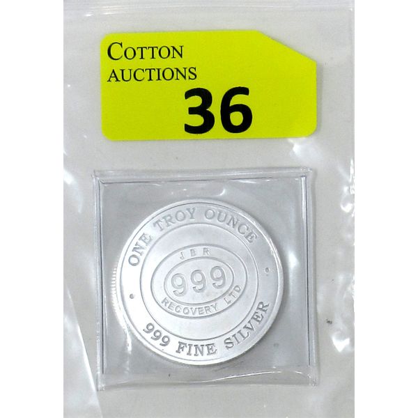 1 Oz .999  Silver JBR Ethically Sourced Round 