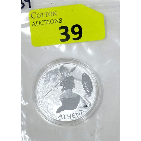 1 Oz .9999 Silver 2022 Athena Tuvalu Coin 