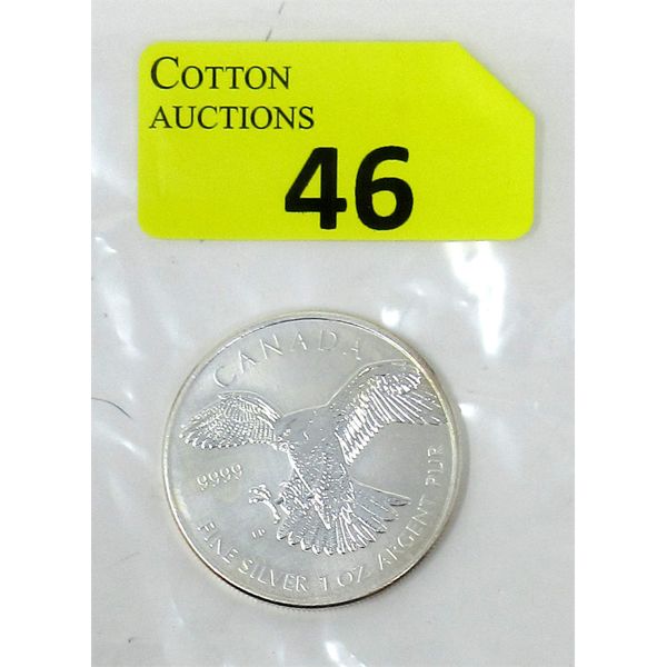 1 Oz .9999 Silver 2014 Red Tailed Hawk Coin 