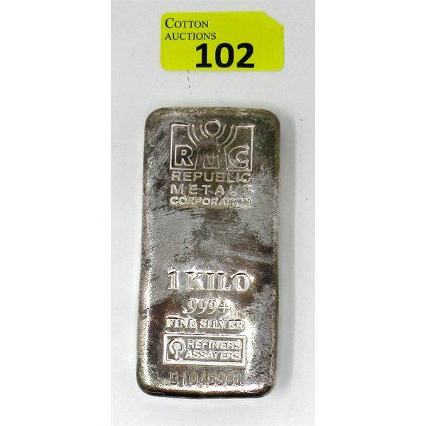 1 Kilo .999+ Silver RMC Republic Metals Corporation Bar