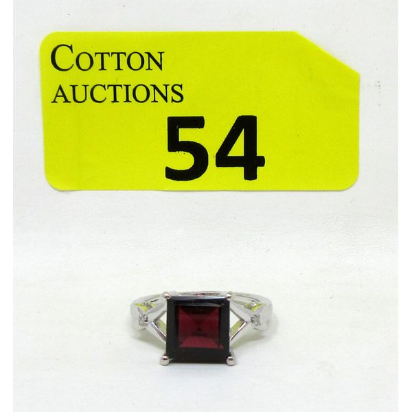 3 CT Garnet & Diamond Sterling Silver Dinner Ring