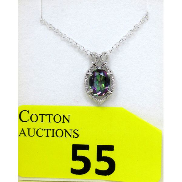 Rainbow Mystic Topaz & Diamond Pendant