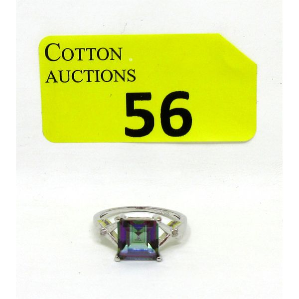 Mystic Topaz & Diamond Sterling Silver Ring 