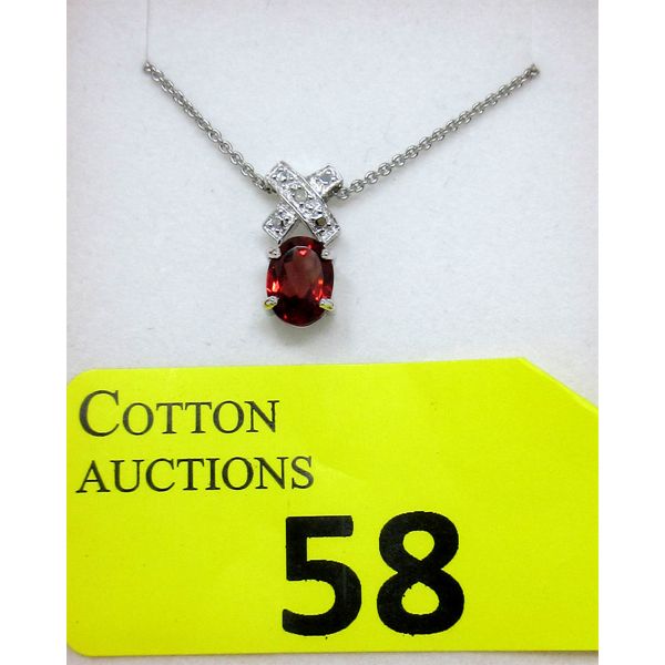 Garnet & Diamond Sterling Silver "XO" Pendant 