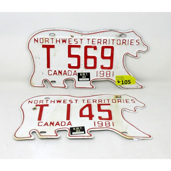 Two 1981 NWT License Plates - Not a matched pair