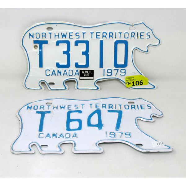 Two 1979 NWT License Plates - Not a matched pair
