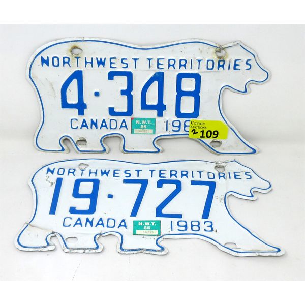 Two 1983 NWT License Plates - Not a matched pair