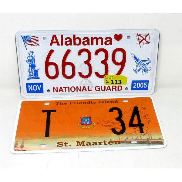 1 Alabama 2005 & 1 St. Maartin License Plate
