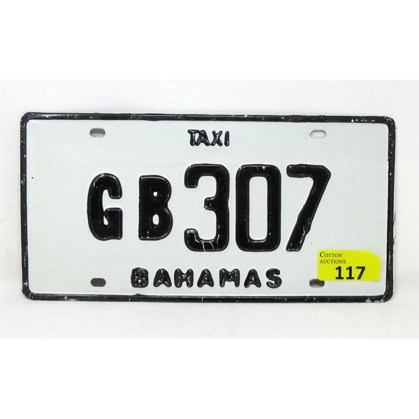 Bahamas Taxi License Plate 