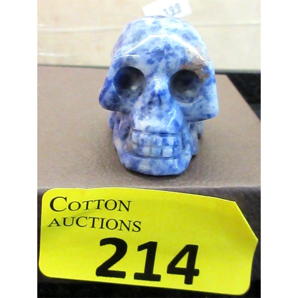 346 CT Blue Spot Jasper 3D Skull - Hand Carved