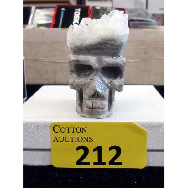 757 CT Quartz 3D Skull - Hand Carved