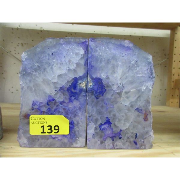 Large Purple Brazilian Crystal & Agate Bookend Set