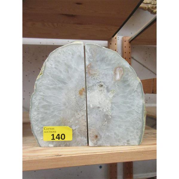 Large Grey Brazilian Crystal & Agate Bookend Set